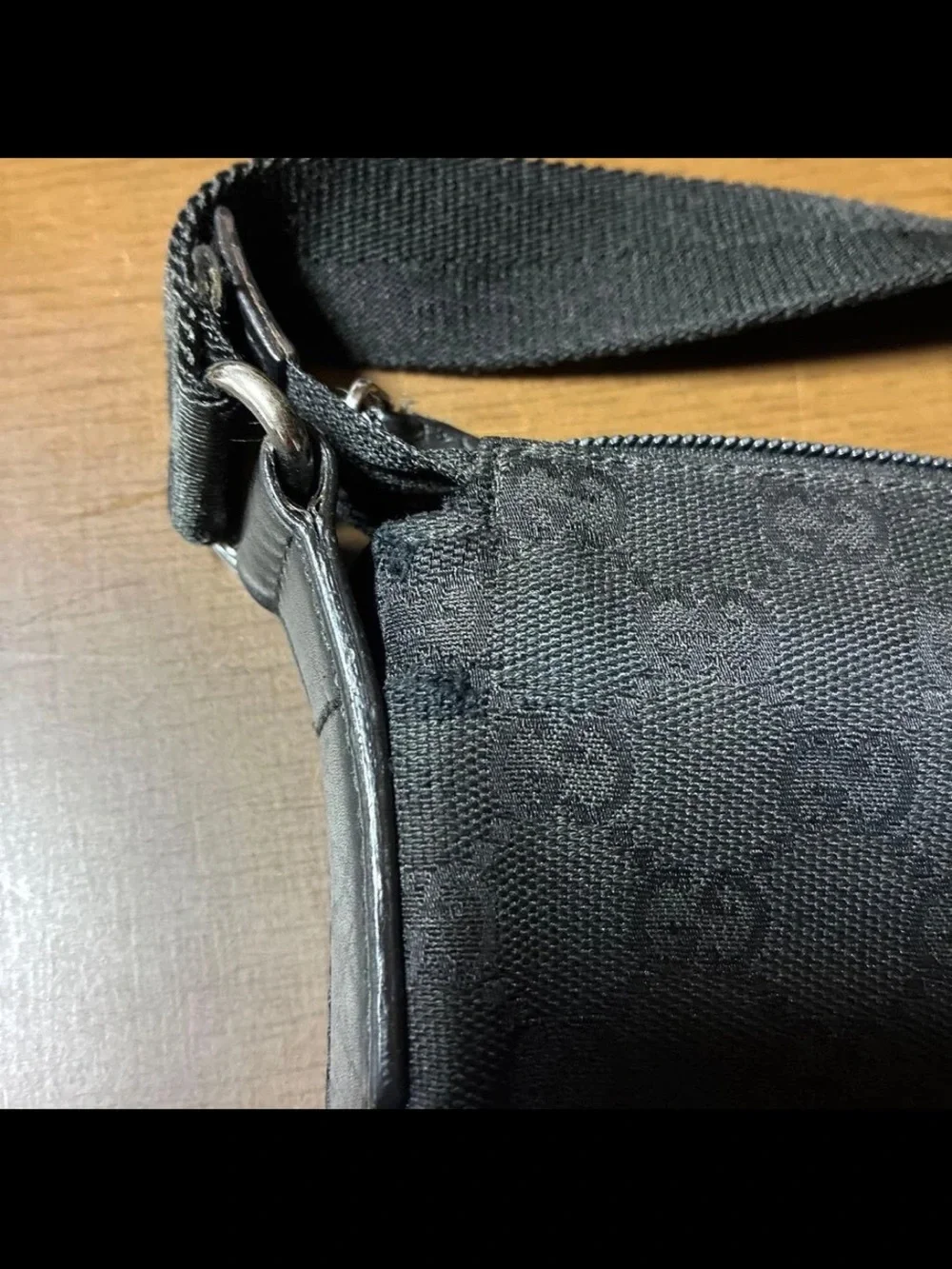 Gucci Black Monogram Messenger Crossbody Bag